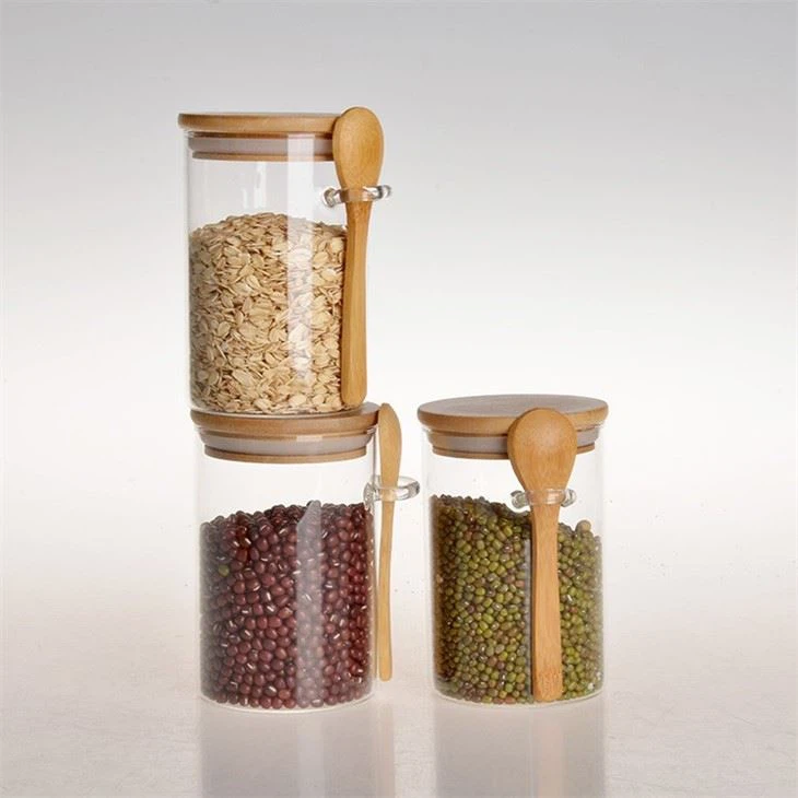 Glass Jar Containers With Bamboo Airtight Lid