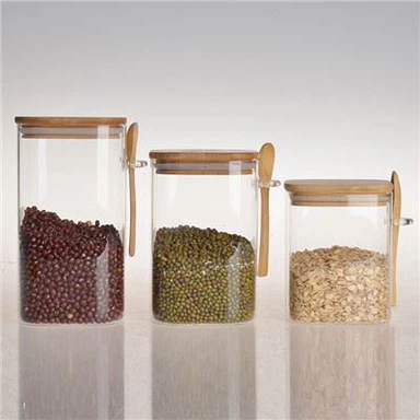 Üveg tárolódoboz fa fedéllel