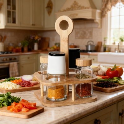 4-üveges, vegyes fedelű fűszerkészlet